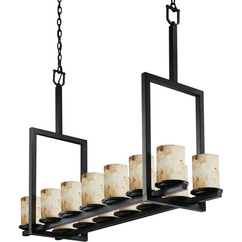 Alabaster Rocks 14 Light 42 inch Matte Black Chandelier Ceiling Light in Incandescent, Cylinder