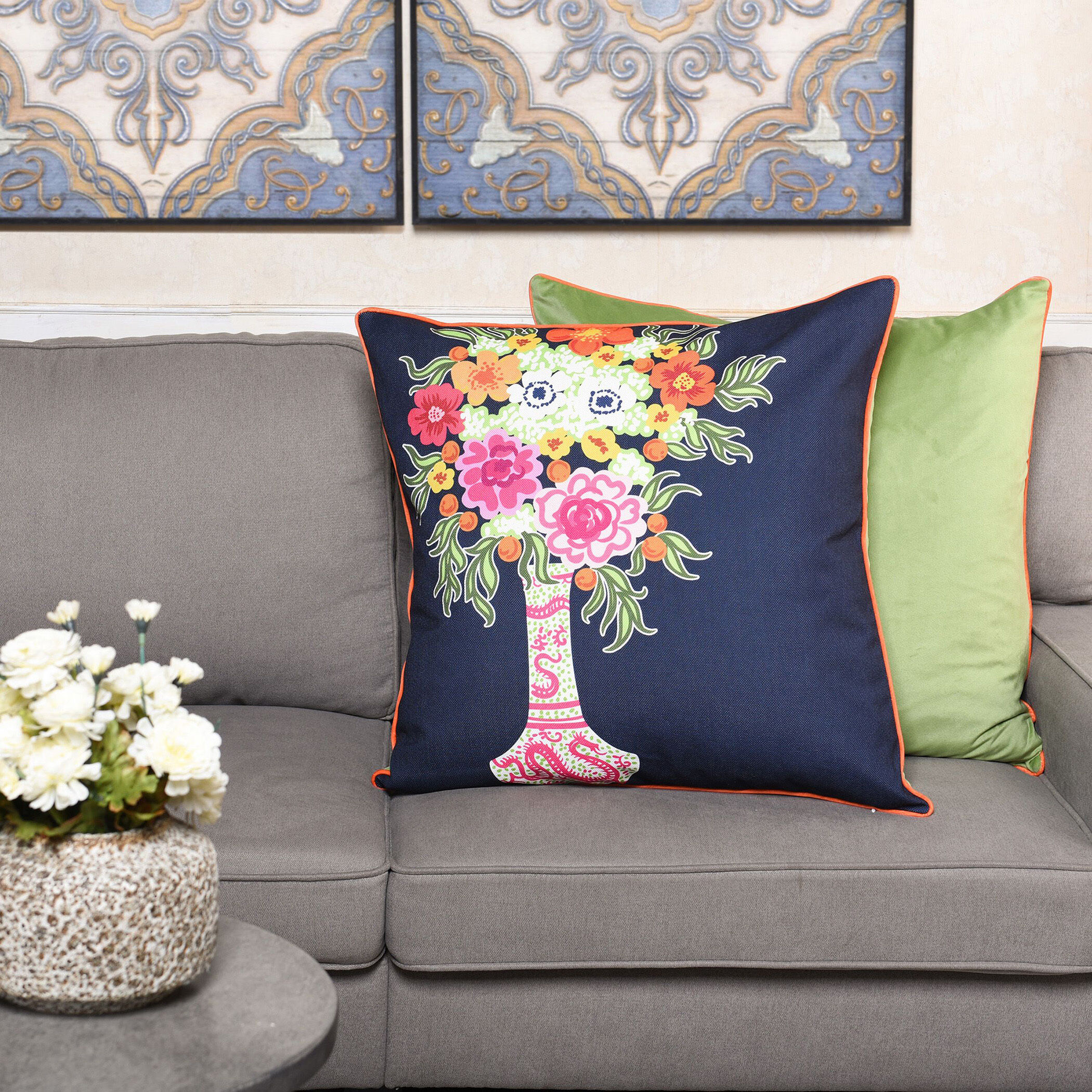 Dann Foley 24 inch Navy Throw Pillow