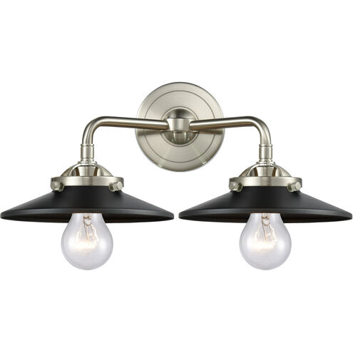Nouveau Railroad LED 16 inch Brushed Satin Nickel Bath Vanity Light Wall Light in Matte Black, Nouveau