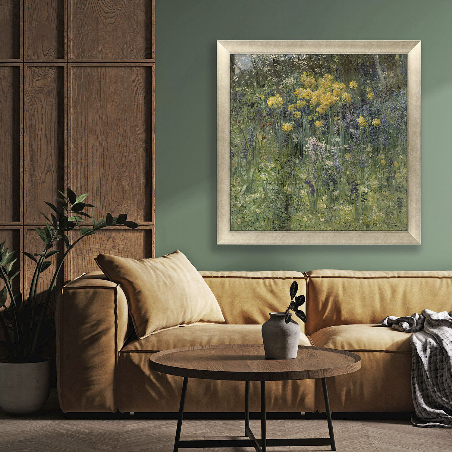 Landscapes Green and Multi and Purple and Yellow Framed Art