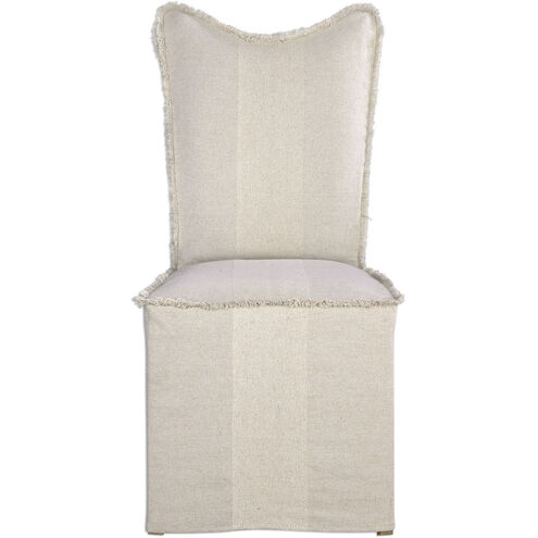 Lenore Flax Seed Linen and Natural Poplar Armless Chairs, Set of 2