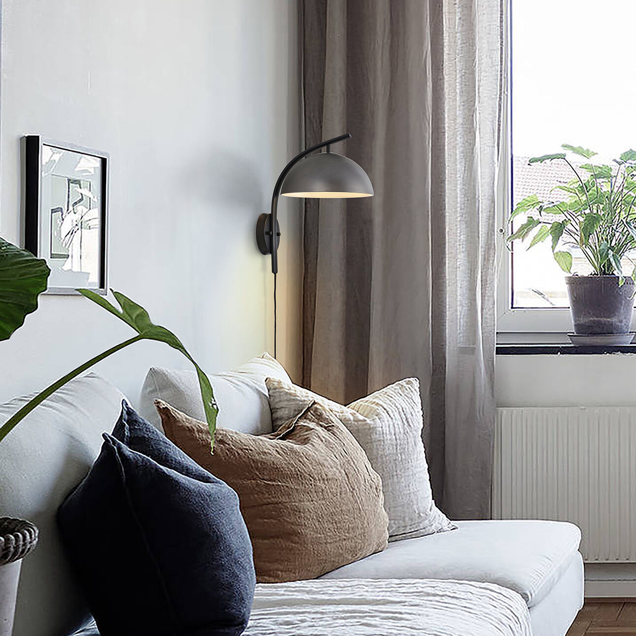 Domus Wall Sconce Wall Light in Gunmetal and Matte Black