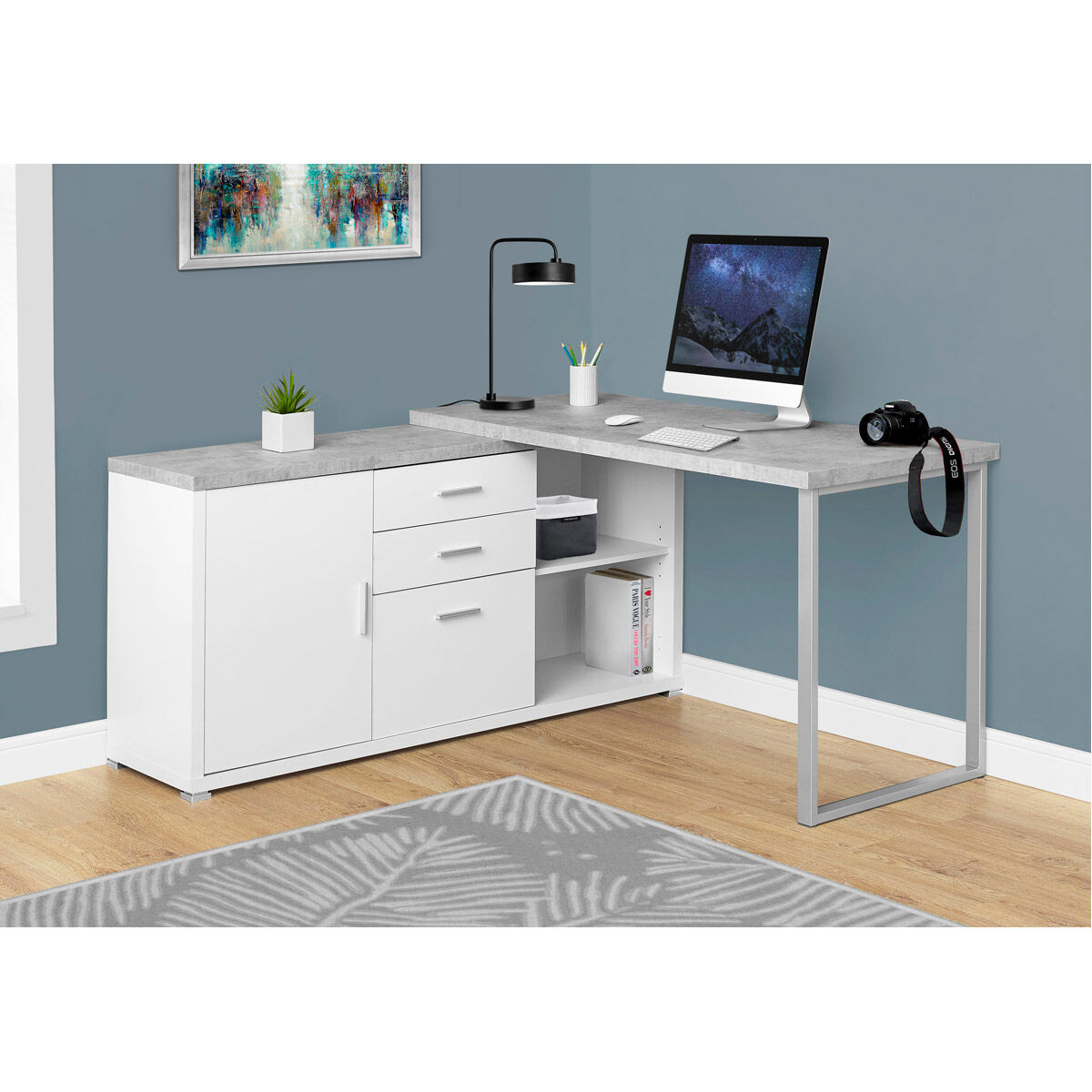 Ramapo 57 X 57 inch White and Grey Computer Desk
