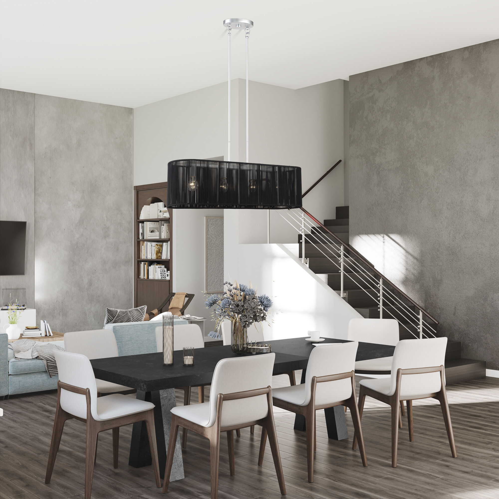 Acordia 4 Light 36 inch Painted Nickel Linear Chandelier Ceiling Light, Large