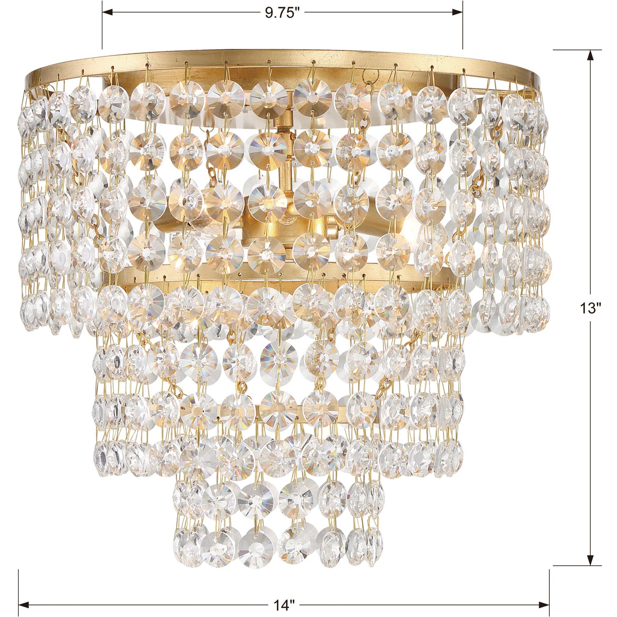 Gabrielle 3 Light 14 inch Antique Gold Flush Ceiling Light