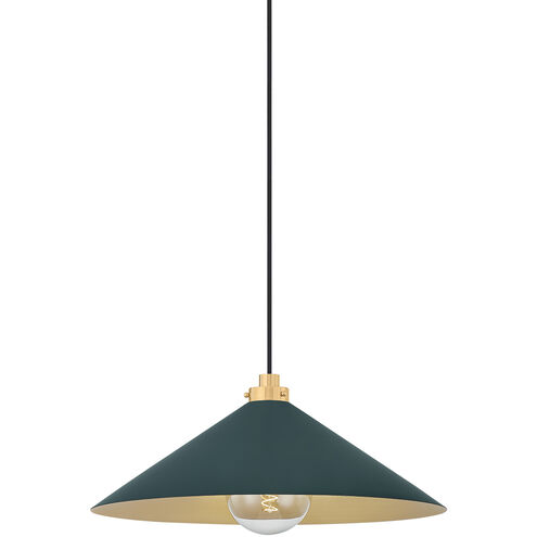 Clivedon 1 Light 20 inch Aged Brass/Soft Studio Green Pendant Ceiling Light