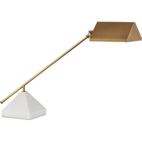 Repertoire 20.25 inch 7 watt Antique Brass and White Desk Lamp Portable Light