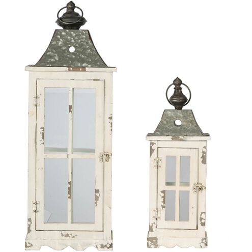Evelyn 6.9 inch Silver and White Wash Lantern, Set of 2