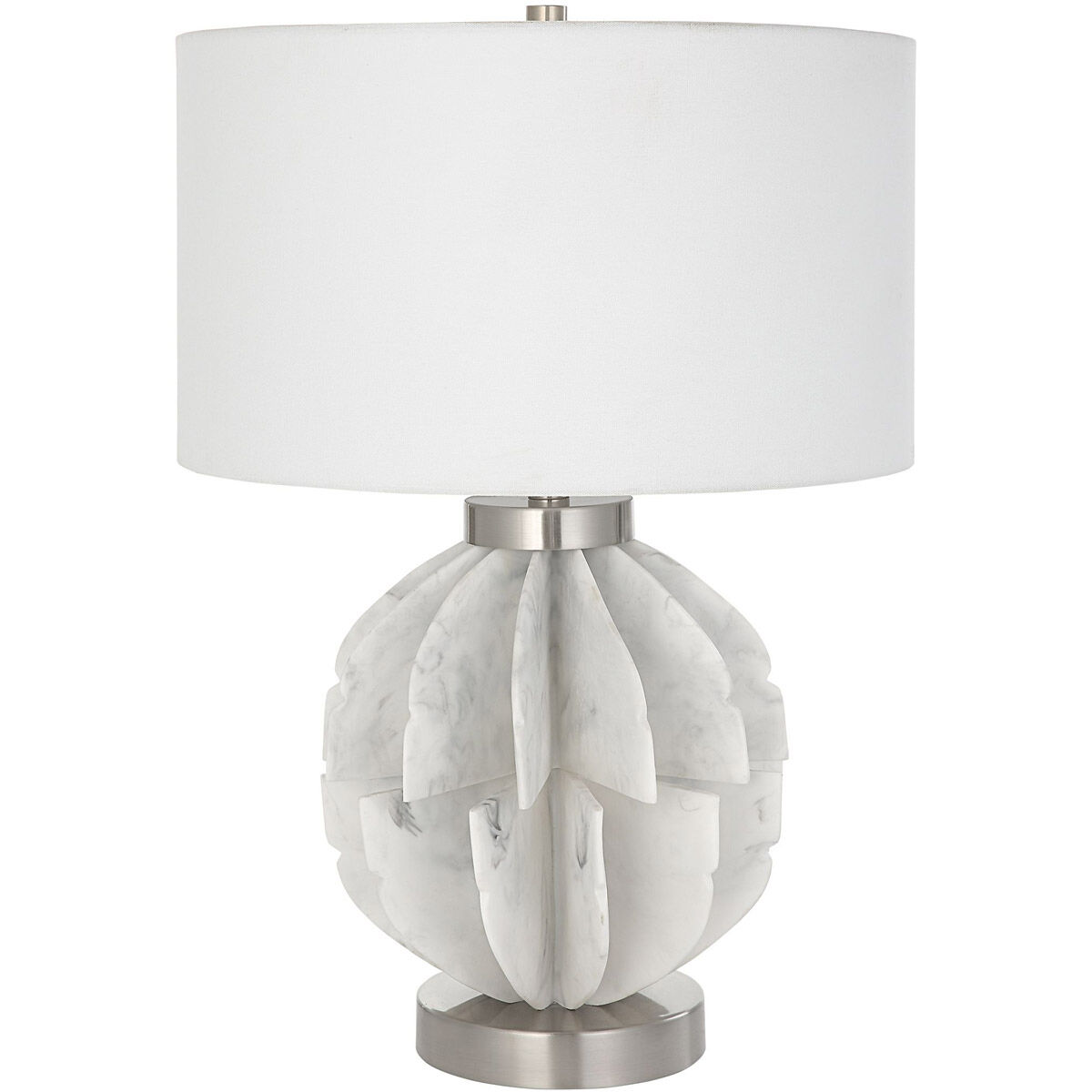 Repetition 25 inch 150.00 watt White Marble and Brushed Nickel Table Lamp Portable Light