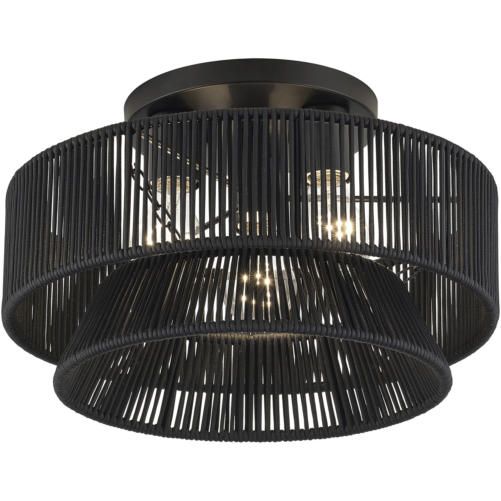Florell 3 Light 15 inch Black Semi Flush Mount Ceiling Light, Large