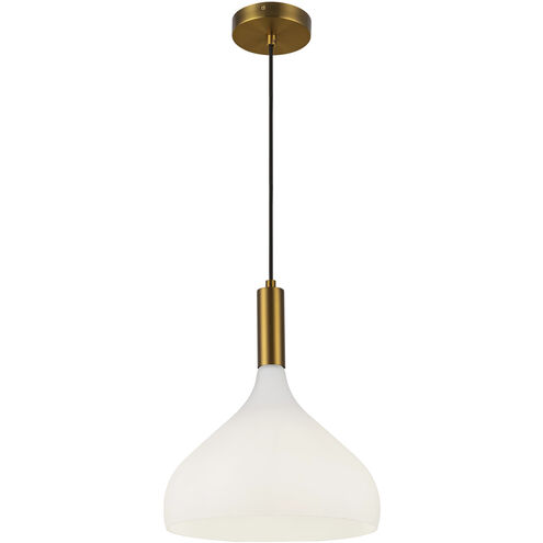 Belleview 1 Light 11.88 inch Aged Brass Pendant Ceiling Light in Opal Glass