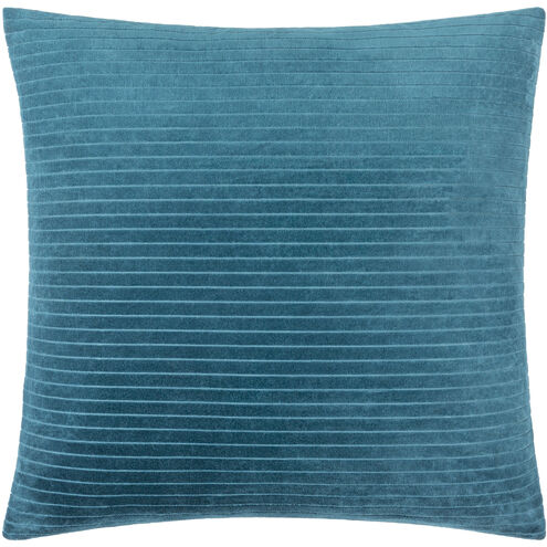 Cotton Velvet Stripes 18 X 18 inch Deep Teal Accent Pillow