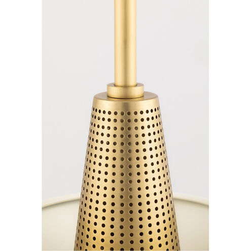 Kiki 1 Light 14 inch Aged Brass Pendant Ceiling Light in Cream Metal