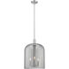 Downtown Urban Bridal Veil 3 Light 12 inch Brushed Satin Nickel Mini Pendant Ceiling Light in Light Smoke Glass