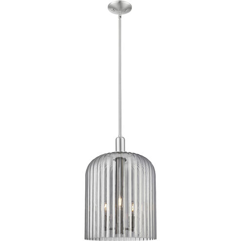 Downtown Urban Bridal Veil 3 Light 12 inch Brushed Satin Nickel Mini Pendant Ceiling Light in Light Smoke Glass