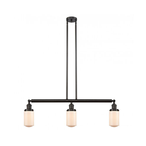 Franklin Restoration Dover 3 Light 37 inch Oil Rubbed Bronze Island Light Ceiling Light in Matte White Glass, Franklin Restoration