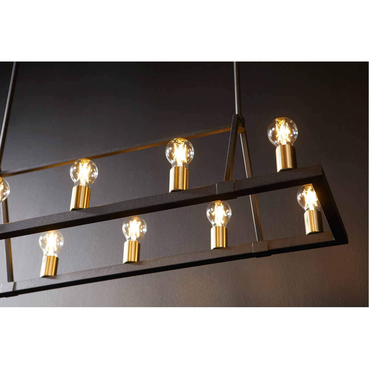 Paxton 10 Light 12 inch Noir and Aged Brass Chandelier Ceiling Light