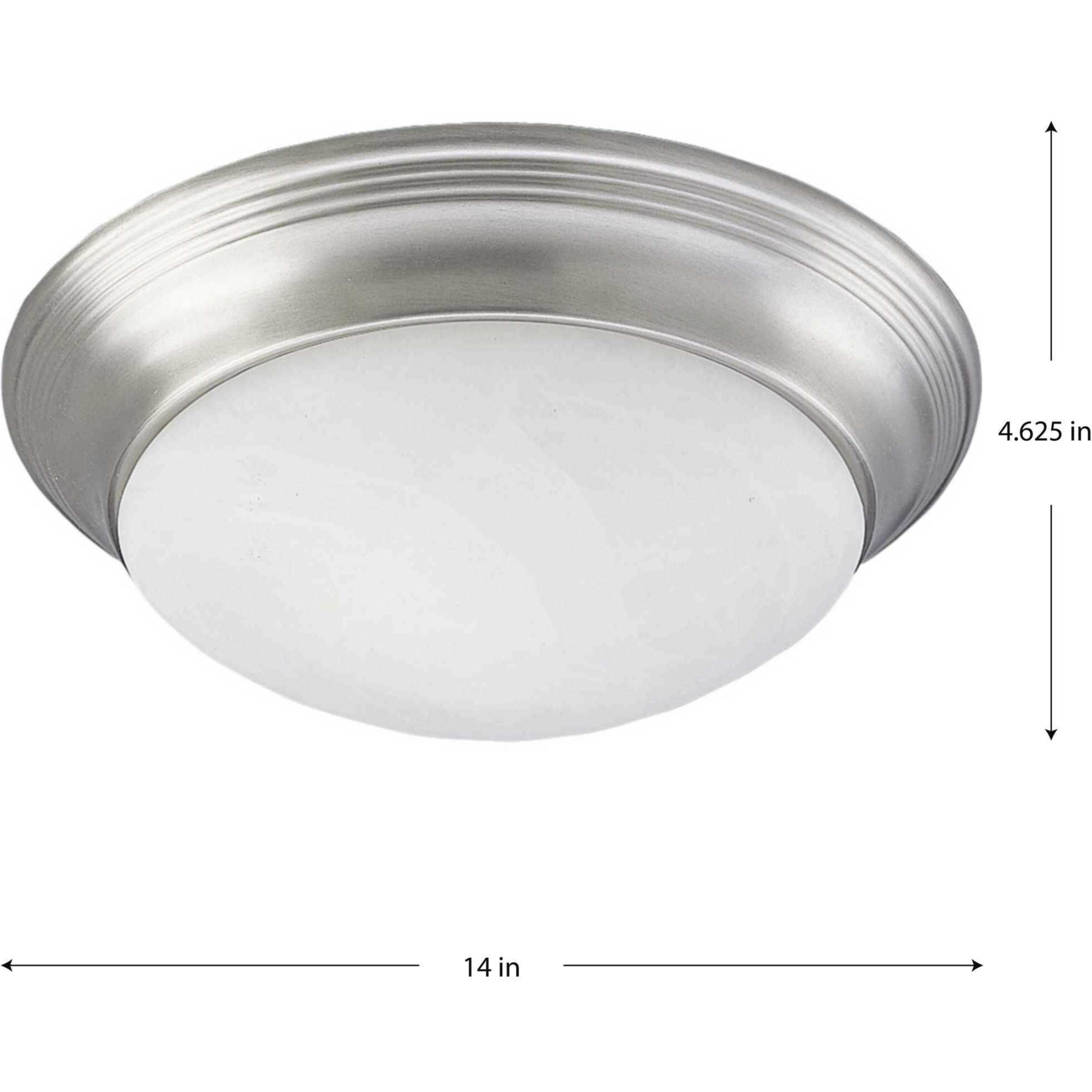 Alabaster Glass 2 Light 14 inch Brushed Nickel Flush Mount Ceiling Light