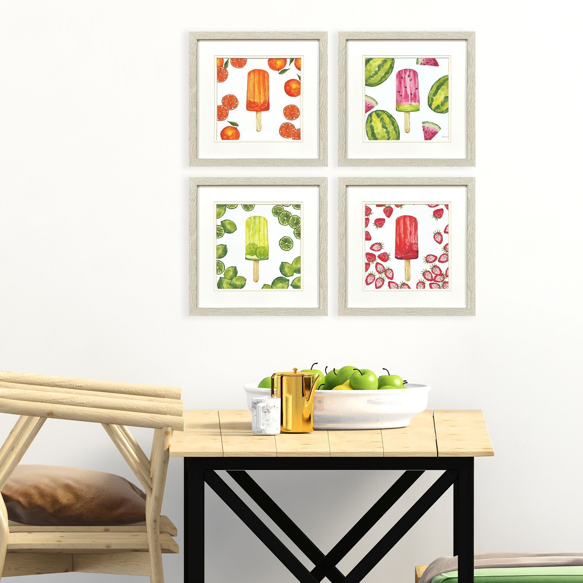 Fruity Popsicles Multi and White and Red and Orange Framed Art, Propac