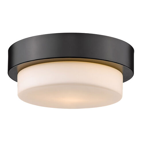 Multi-Family 1 Light 9 inch Matte Black Flush Mount Ceiling Light, Damp