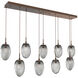 Meteo LED LED Burnished Bronze Linear Pendant Ceiling Light in 2700K LED, Floret Inner - Smoke Outer, Multi-Pendant