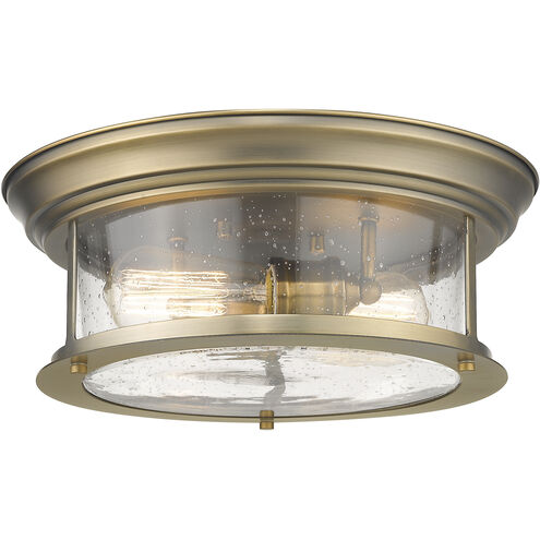 Sonna 2 Light 13.5 inch Heritage Brass Flush Mount Ceiling Light