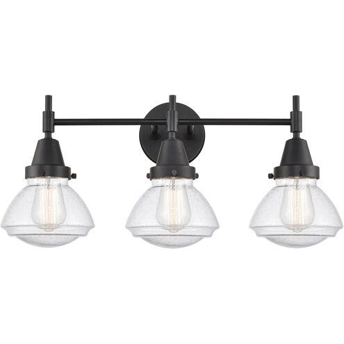 Caden 3 Light 25 inch Matte Black Bath Vanity Light Wall Light in Seedy Glass