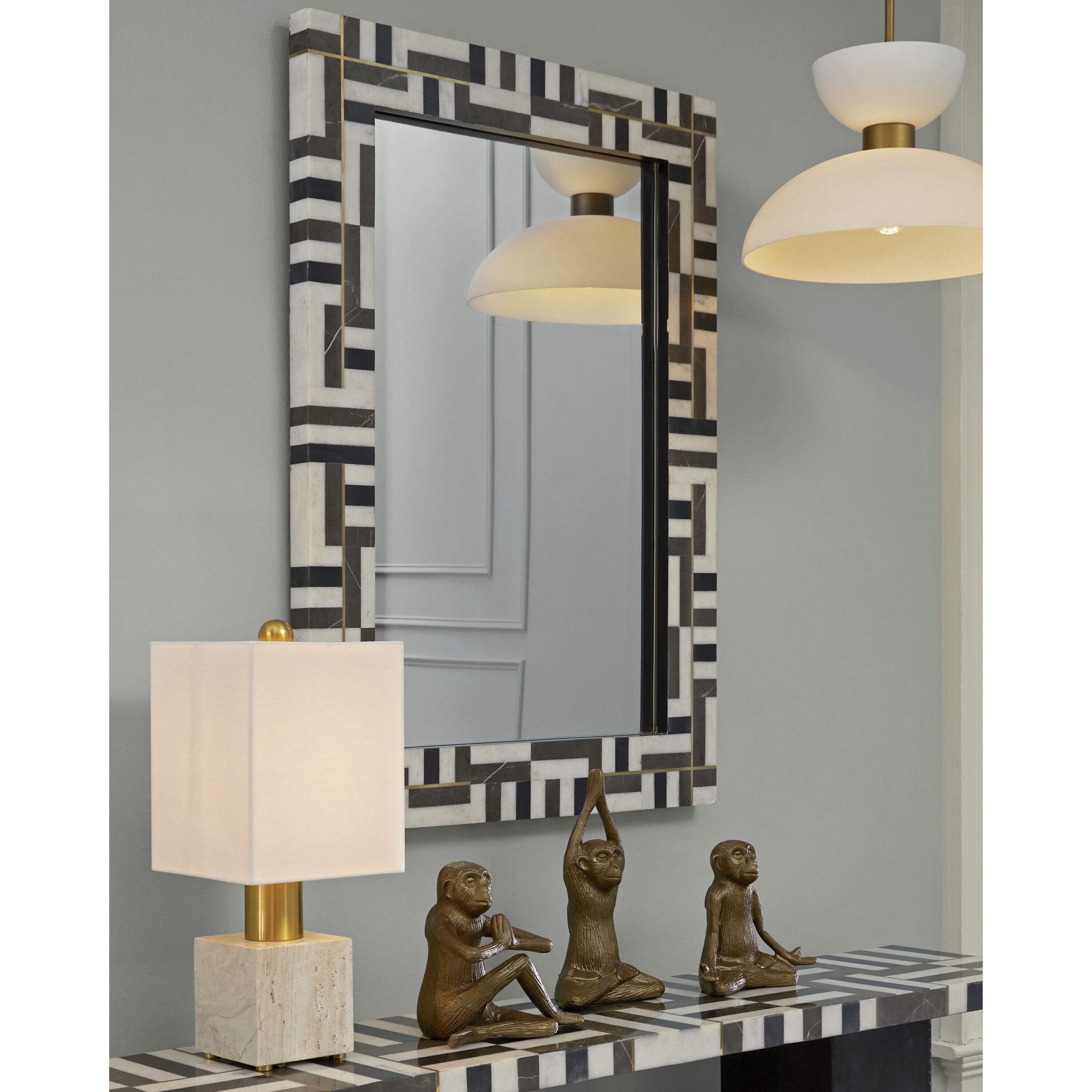 Gentry 39.5 X 28.25 inch Natural and Brass and Mirror Mirror