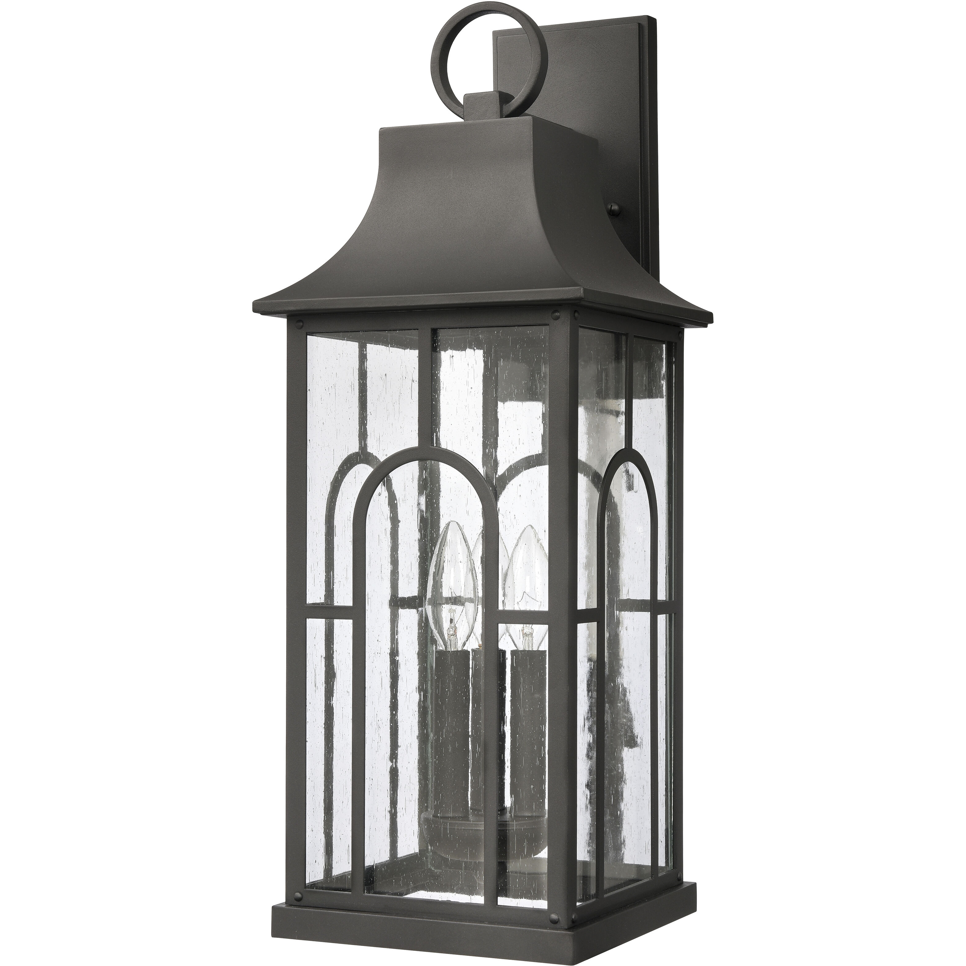 Triumph 3 Light 23 inch Textured Black Outdoor Wall Sconce