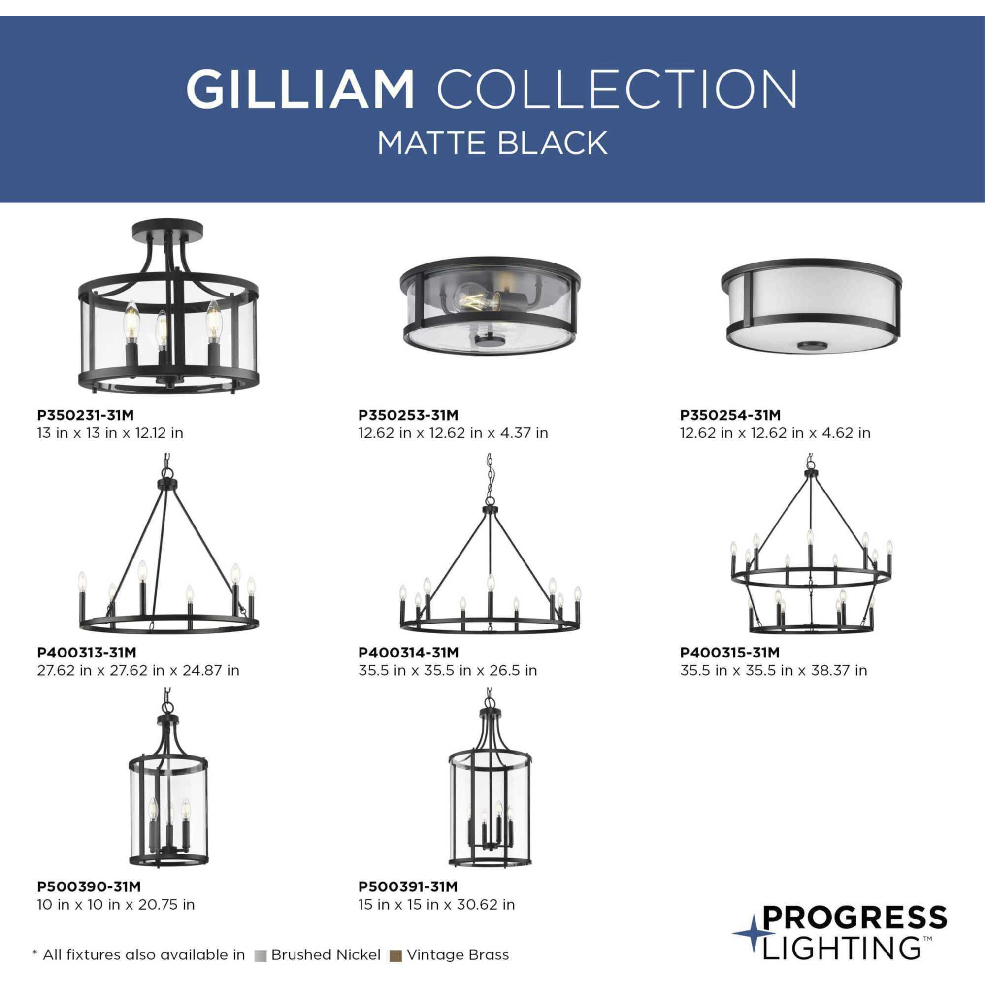 Gilliam 6 Light 27.62 inch Matte Black Chandelier Ceiling Light