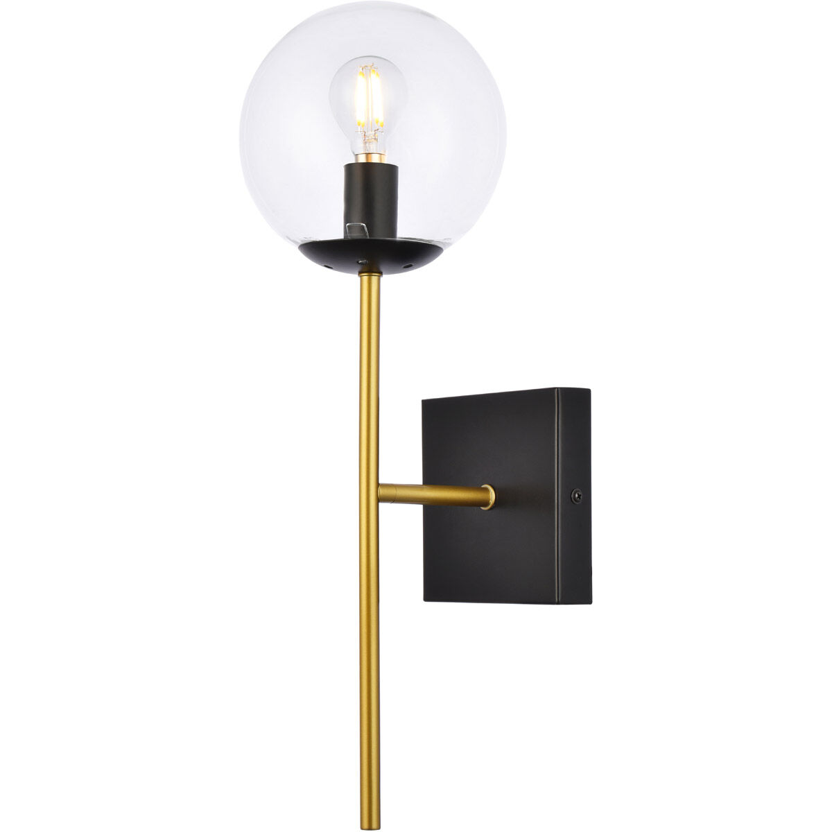 Neri 1 Light 7 inch Black and Brass Bath Sconce Wall Light