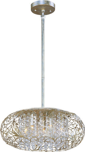 Arabesque 7 Light 18 inch Golden Silver Single Pendant Ceiling Light in 50, Beveled Crystal, G9 Frost Xenon