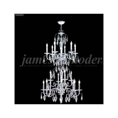 Sculptured Crystal Leaf 18 Light 29 inch Silver Crystal Chandelier Ceiling Light