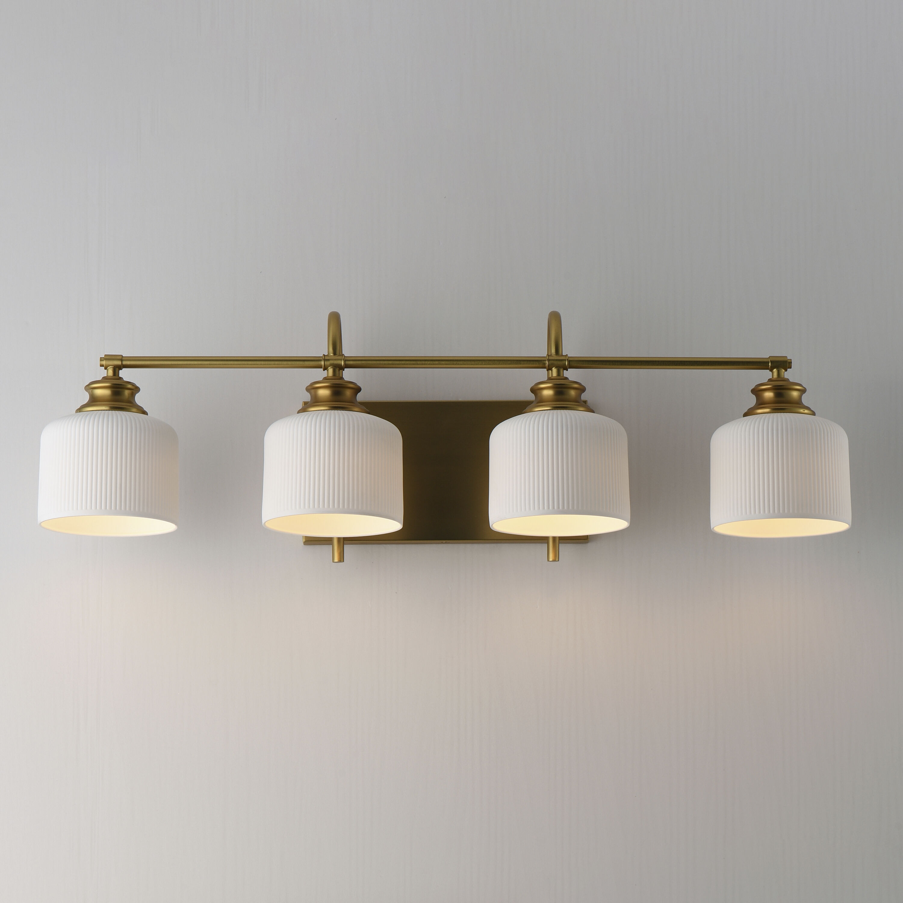 Bisque 4 Light 32 inch Natural Aged Brass Bath Vanity Wall Light