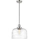 Franklin Restoration Bell LED 12 inch Polished Nickel Mini Pendant Ceiling Light in Clear Deco Swirl