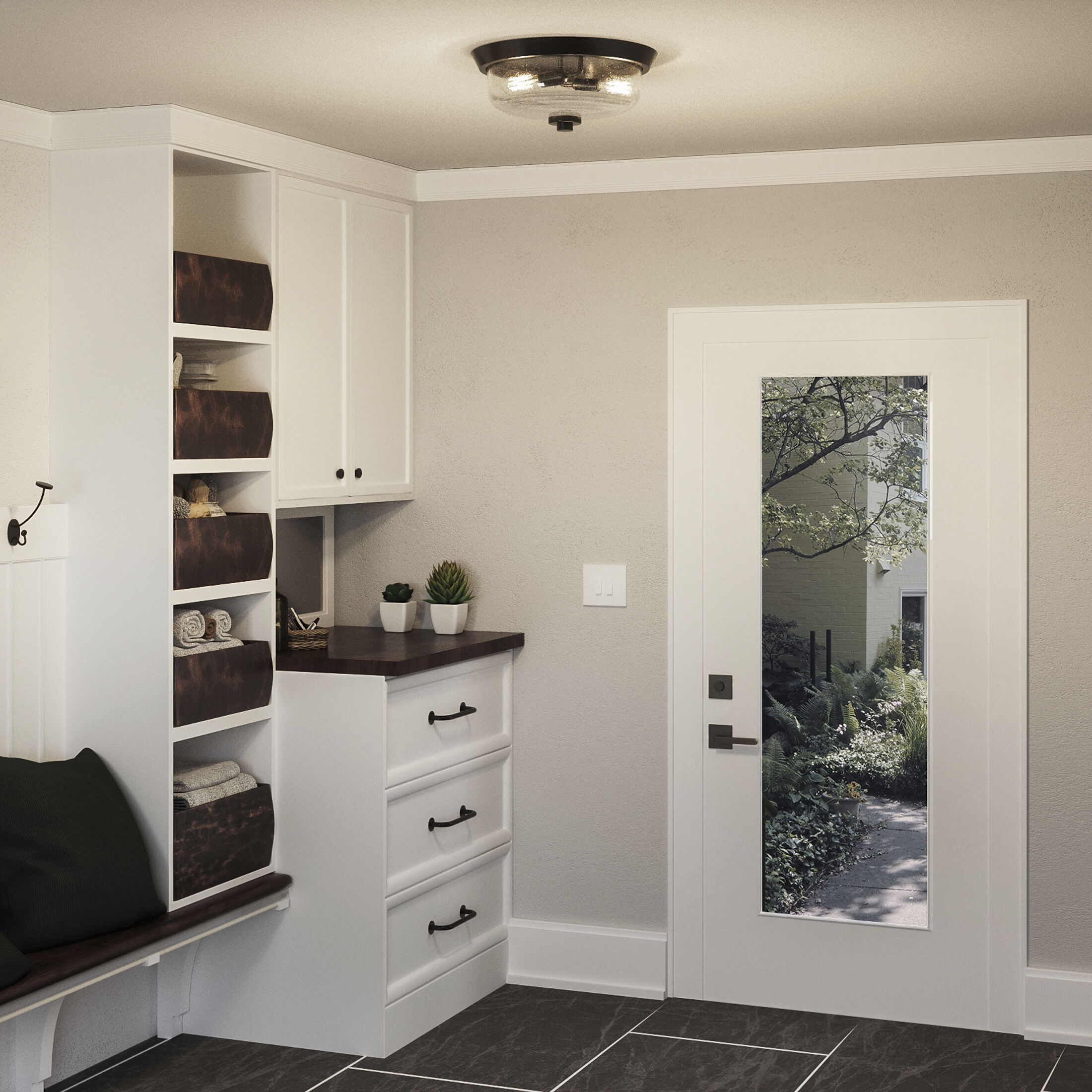 Radius 2 Light 13 inch Earth Black Flush Mount Ceiling Light