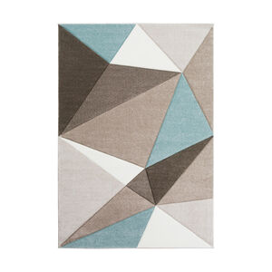 Colonie 91 X 63 inch Taupe/Dark Brown/Aqua/Ivory Rugs, Rectangle