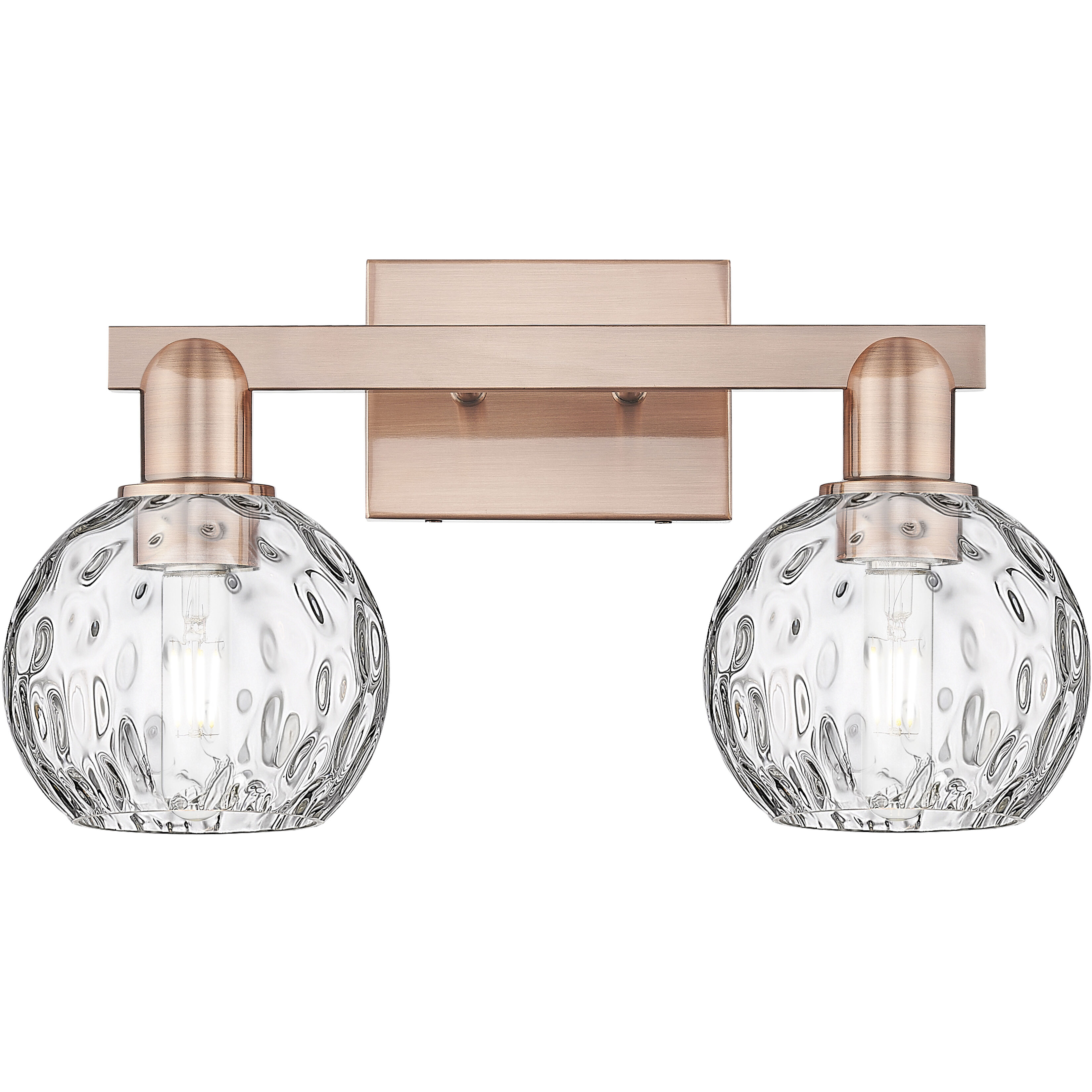 Arcadia Athens Water Glass 2 Light 17 inch Antique Copper Bath Vanity Light Wall Light