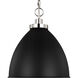 C&M by Chapman & Myers Wellfleet 1 Light 15.63 inch Midnight Black and Polished Nickel Pendant Ceiling Light in Midnight Black / Polished Nickel