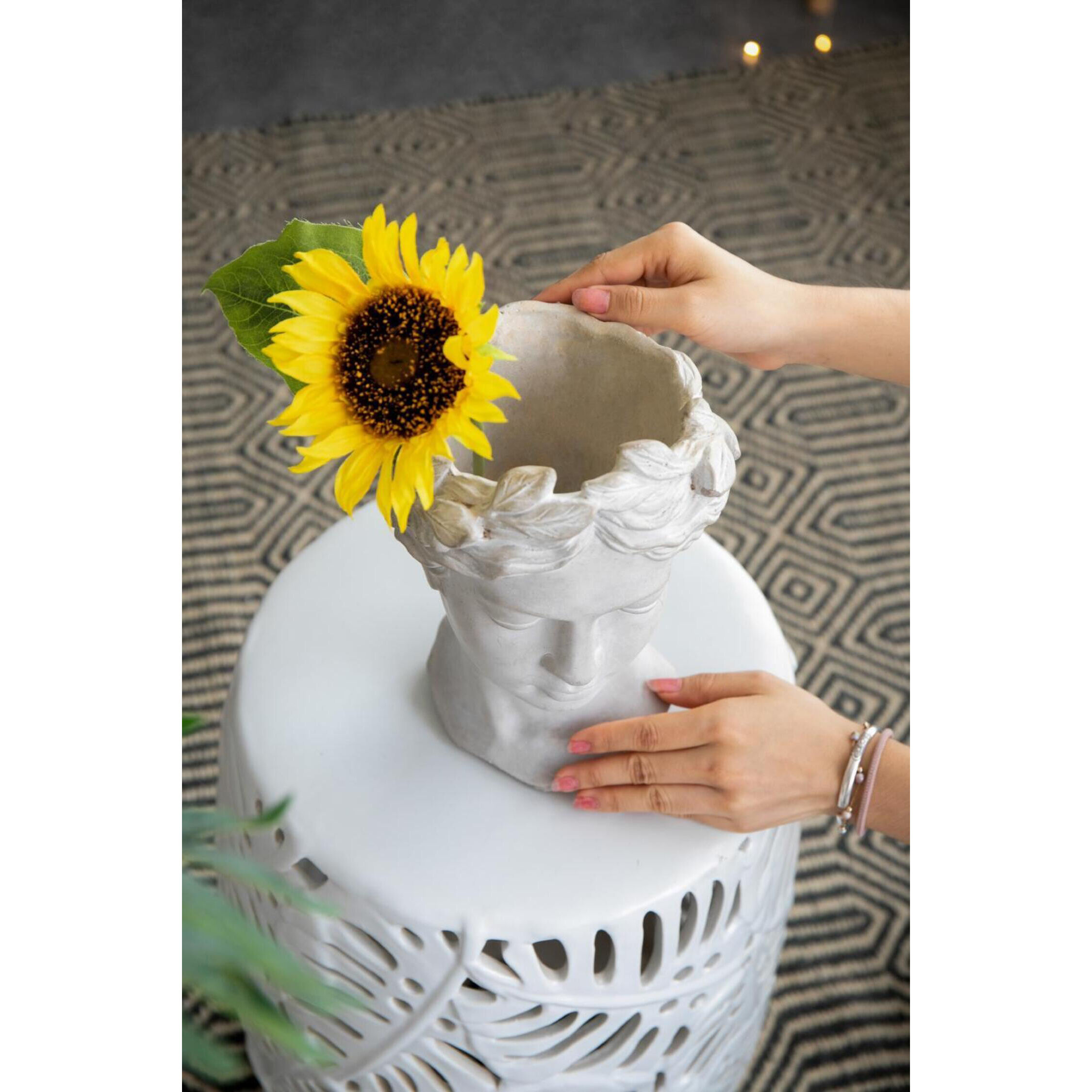 Visage White Wash Outdoor Vase