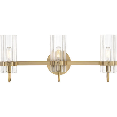 Brook 3 Light 22 inch Gold Vanity Light Wall Light
