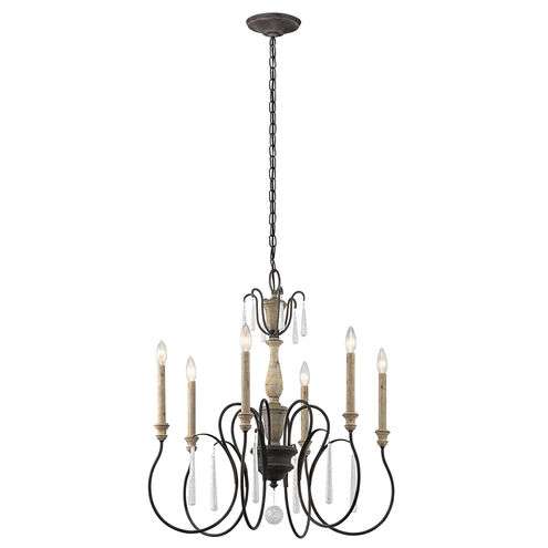 Kimblewick 6 Light 26 inch Weathered Zinc Chandelier 1 Tier Medium Ceiling Light, 1 Tier Medium