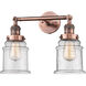 Franklin Restoration Canton LED 6 inch Antique Copper Bath Vanity Light Wall Light in Seedy Glass, Franklin Restoration