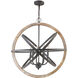 Bluffton 6 Light 28.5 inch Iron and Wood Pendant Ceiling Light 