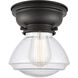 Aditi Olean 1 Light 7 inch Matte Black Flush Mount Ceiling Light in Seedy Glass, Aditi