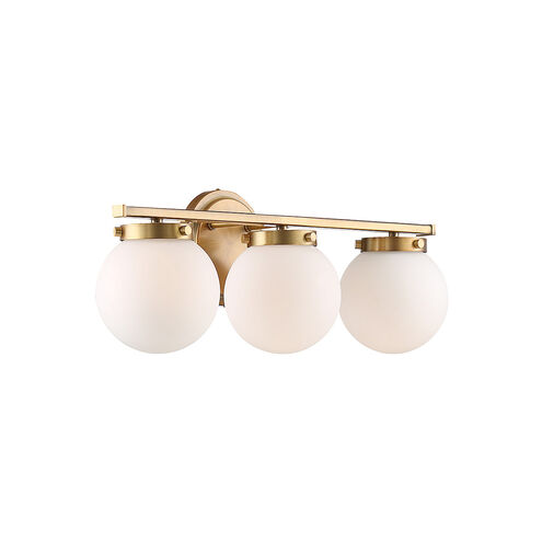 Mid-Century Modern 3 Light 24 inch Natural Brass Bathroom Vanity Light Wall Light