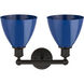 Edison Plymouth Dome 2 Light 17 inch Oil Rubbed Bronze Bath Vanity Light Wall Light in Blue