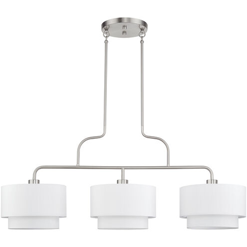 Manorwood 3 Light 49 inch Brushed Nickel Linear Chandelier Ceiling Light