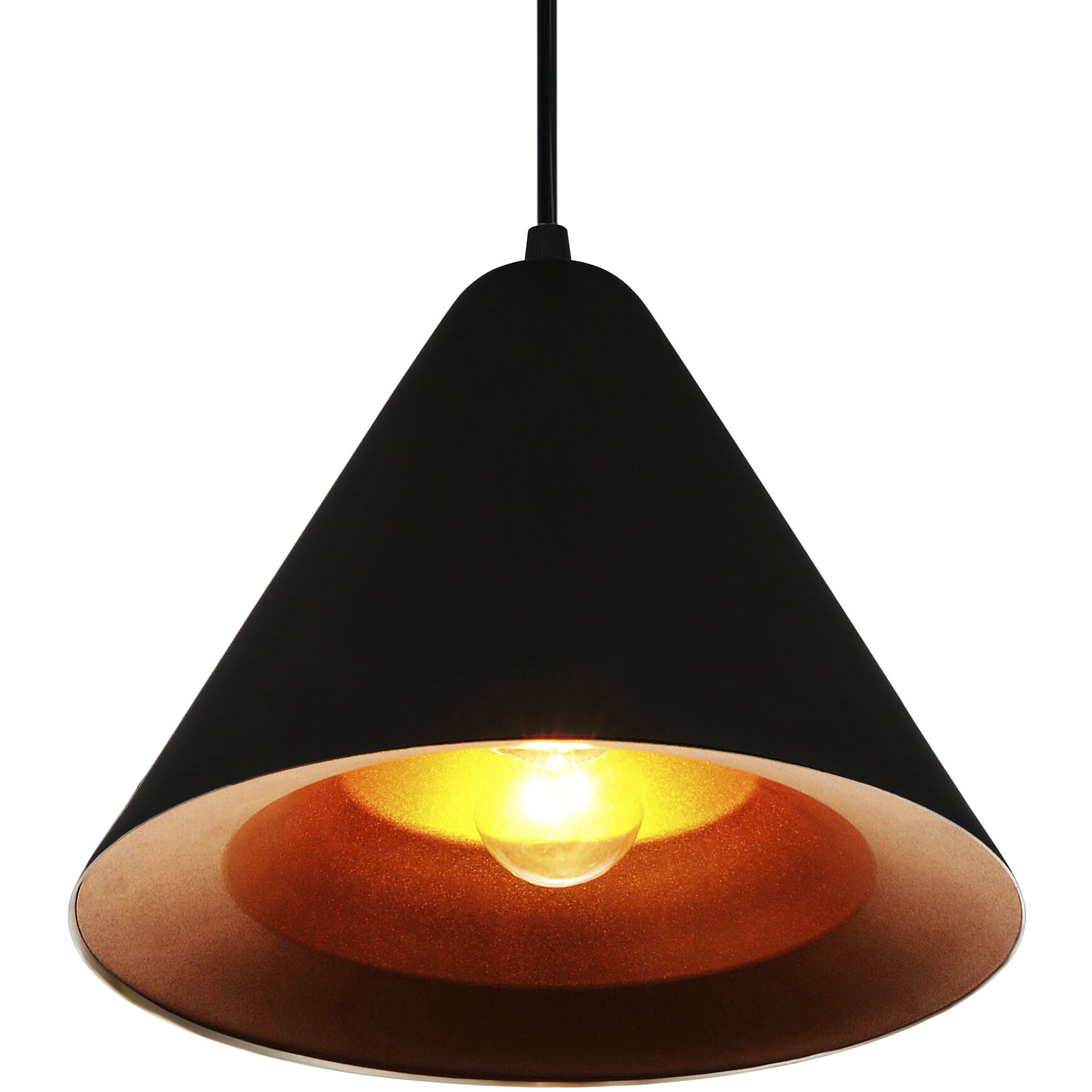 Keila 1 Light 10 inch Black and Gold Down Pendant Ceiling Light in Matte Black