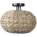 Cove 1 Light 13.75 inch Natural with Oil Rubbed Bronze Semi Flush Mount Ceiling Light